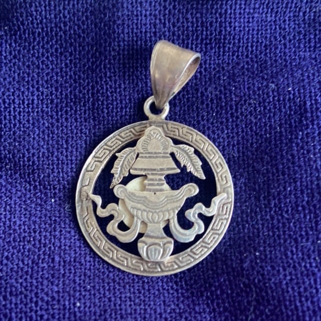 Sterling Silver Treasure Vase Pendant: Handmade Nepalese Mandala T1102-004.8