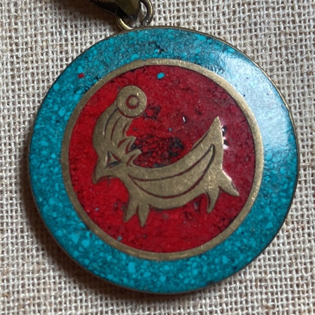 Tiki Figure Polynesian Art, P4/1- Different Animal symbol Brass Pendants (T12/2-021)