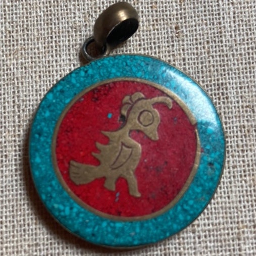 Tiki Figure Polynesian Art, P4/1- Different Animal symbol Brass Pendants (T12/2-021)