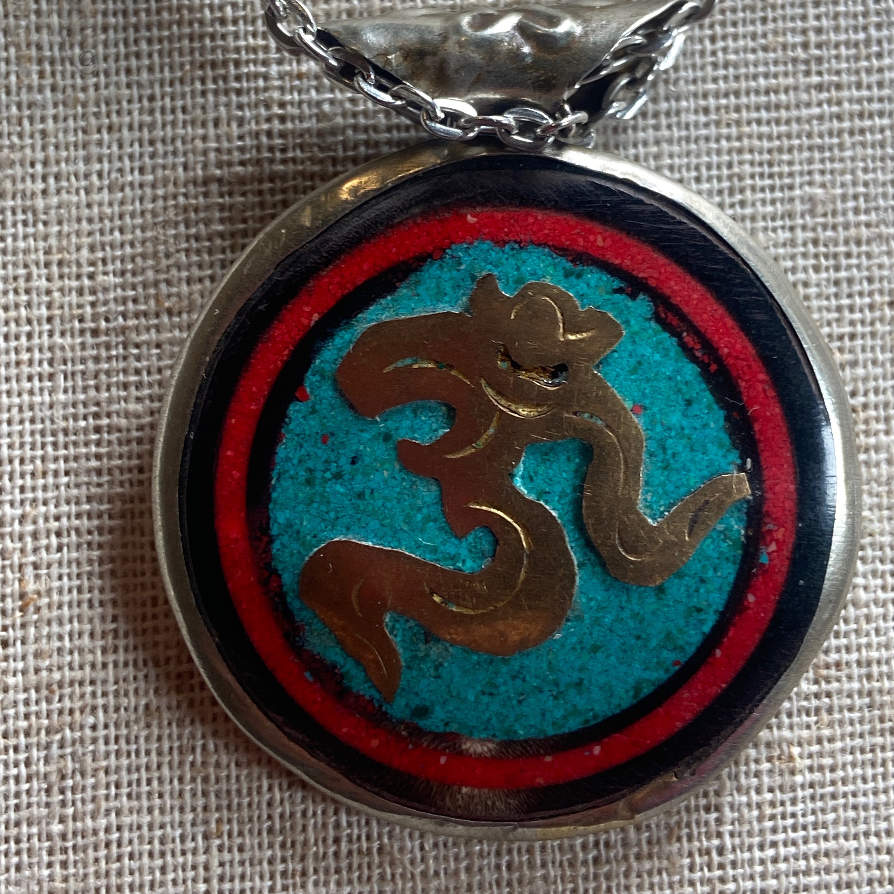 P4/7- Hindu Om Mani Padme Hug,Necklace Pendant of Monkey Symbol back (T12-2/7)