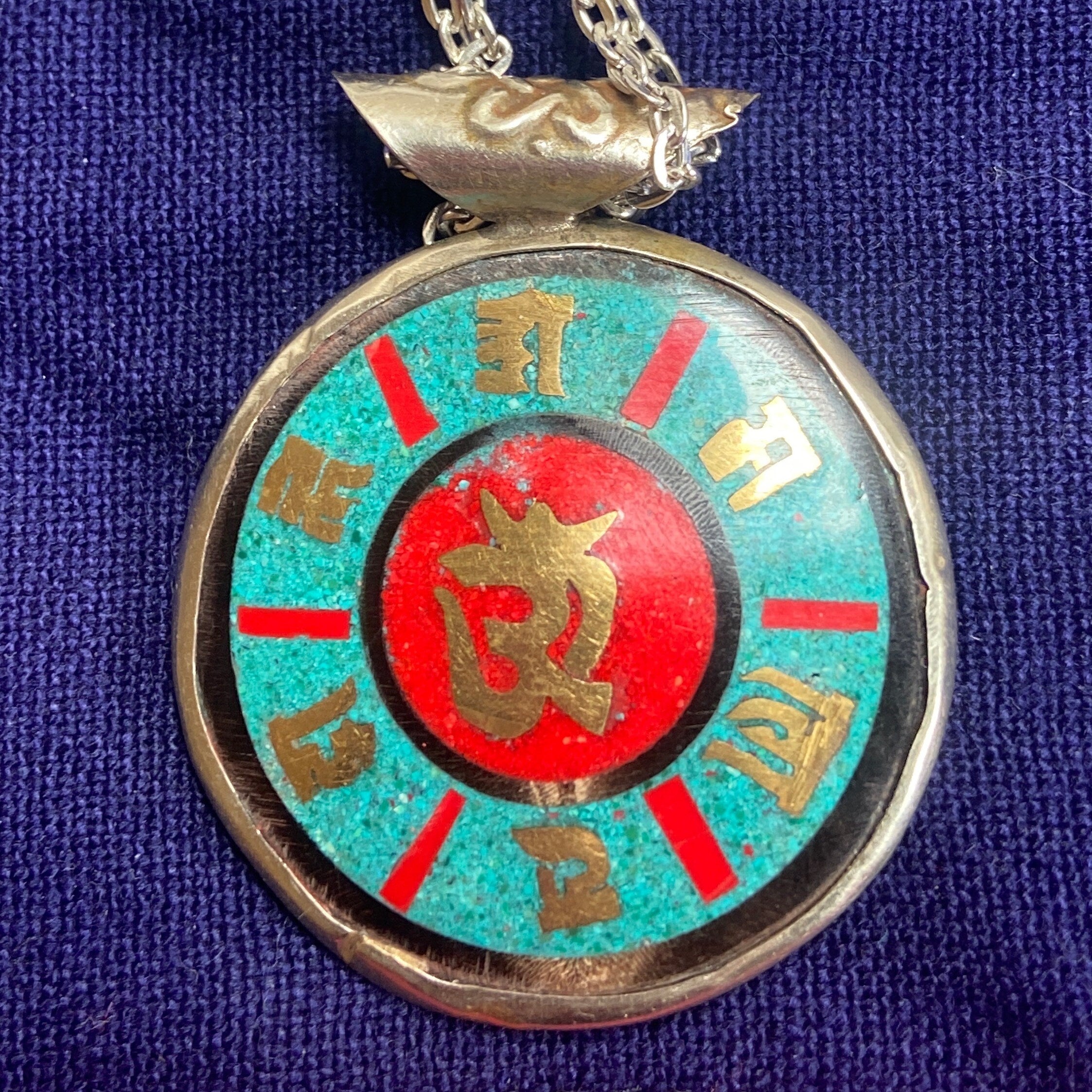 P4/7- Hindu Om Mani Padme Hug,Necklace Pendant of Monkey Symbol back (T12-2/7)