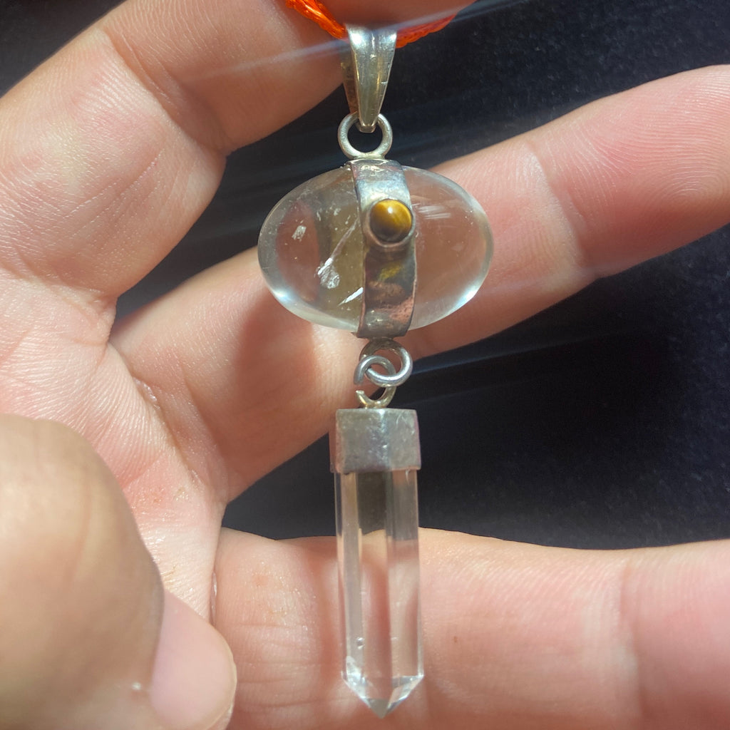 P5/2-Quartz Pendant with lapis lazuli & silver.(T12-3/2)