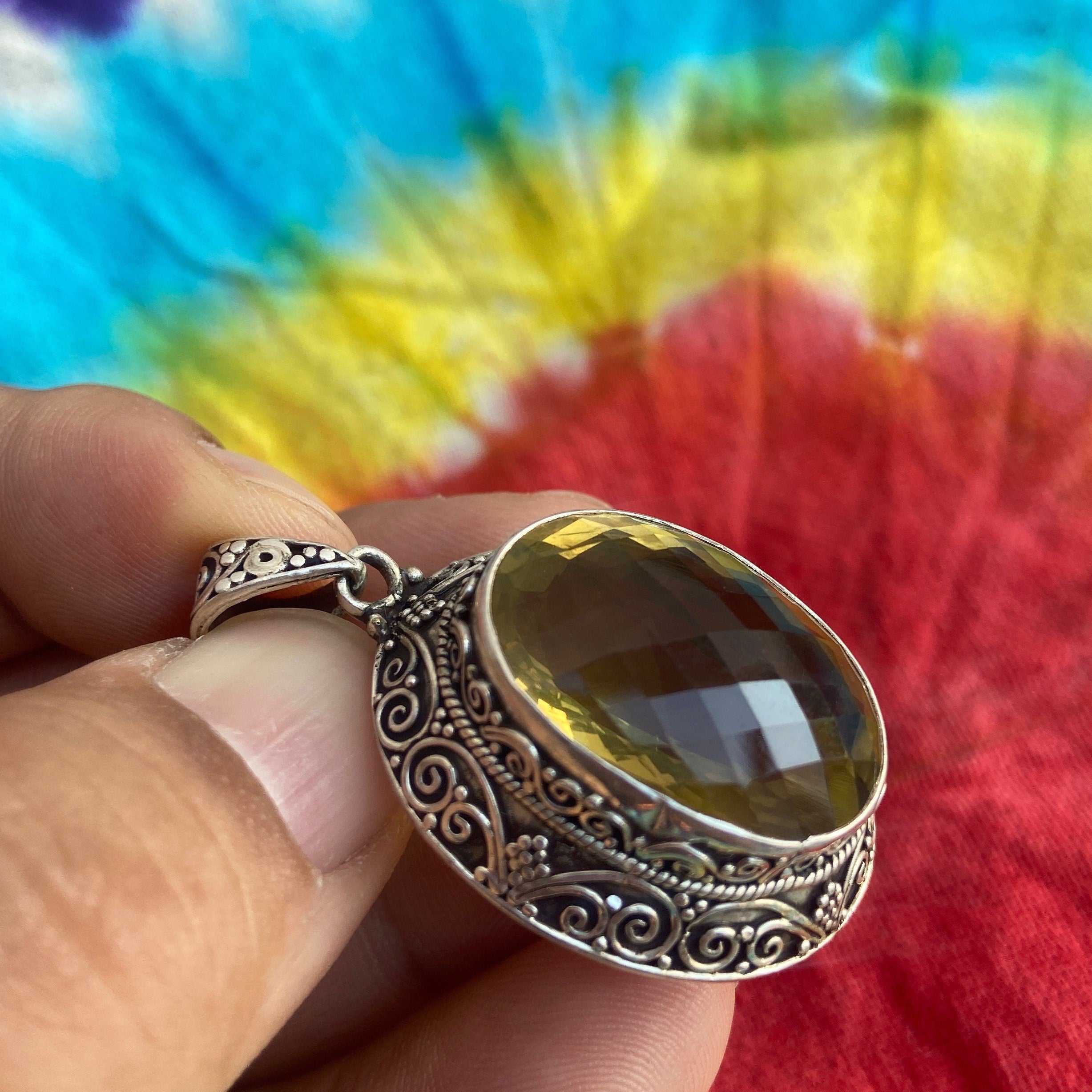 Sterling Silver Celtic Citrine Pendant: Handmade Filigree Necklace