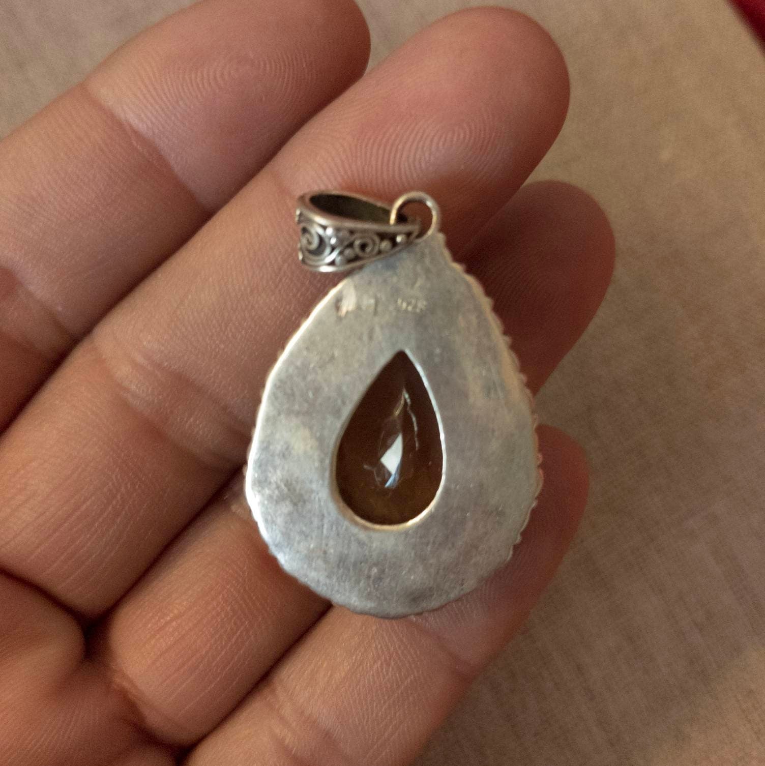 Filigree Sterling Silver Citrine Pendant: Celtic Warrior Necklace