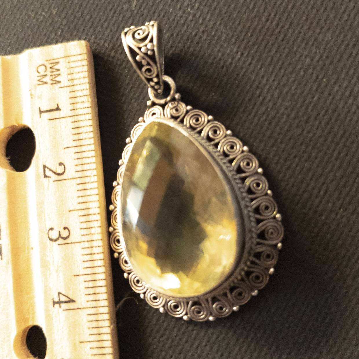 Filigree Sterling Silver Citrine Pendant: Celtic Warrior Necklace