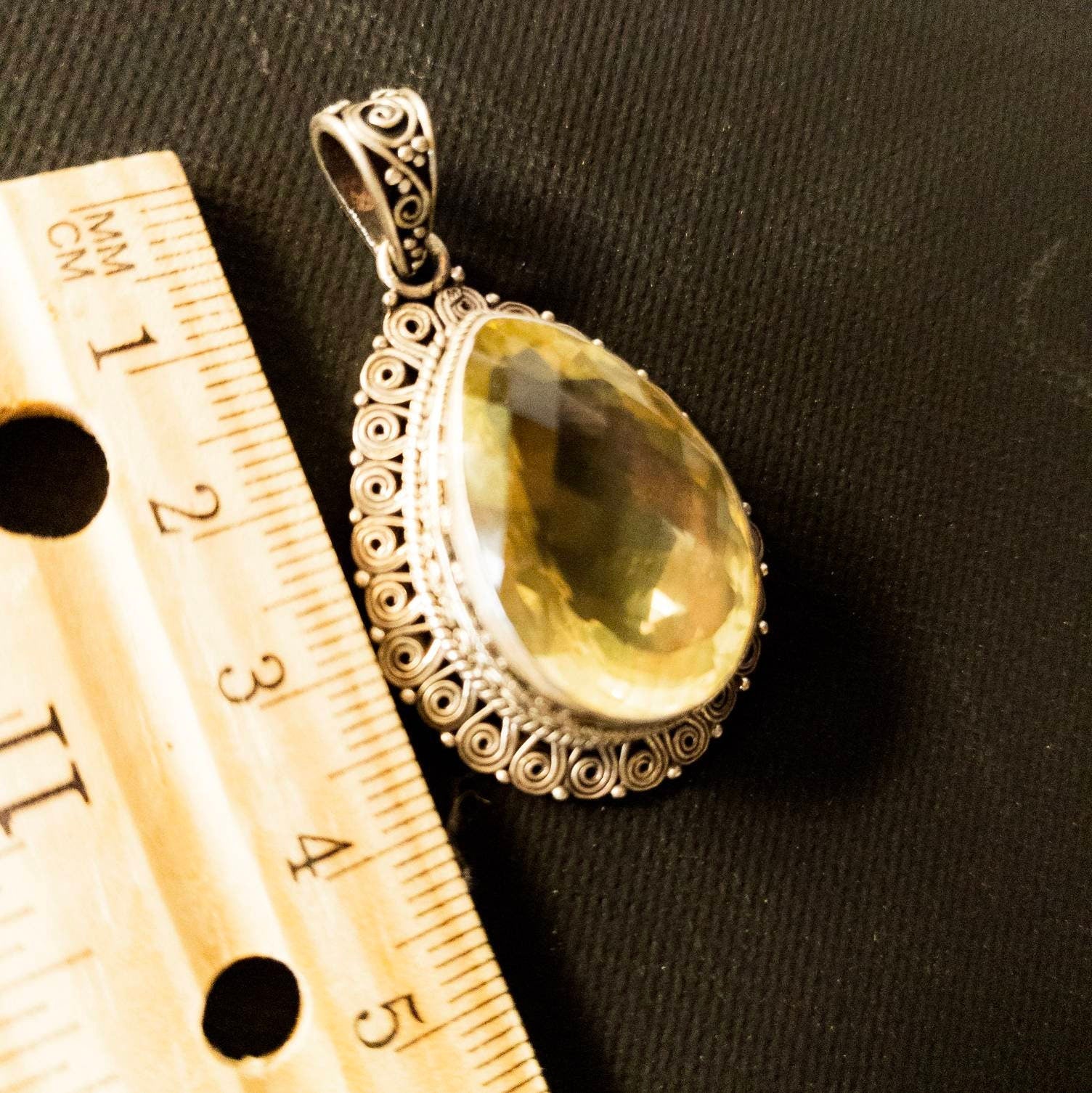 Filigree Sterling Silver Citrine Pendant: Celtic Warrior Necklace