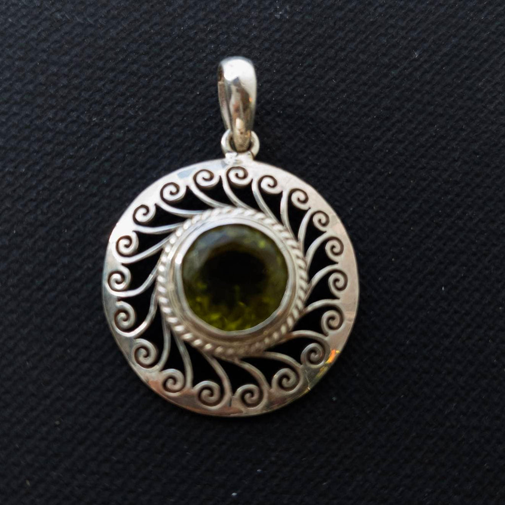 Silver Citrine Celtic Necklace: Sterling Silver Filigree Pendant