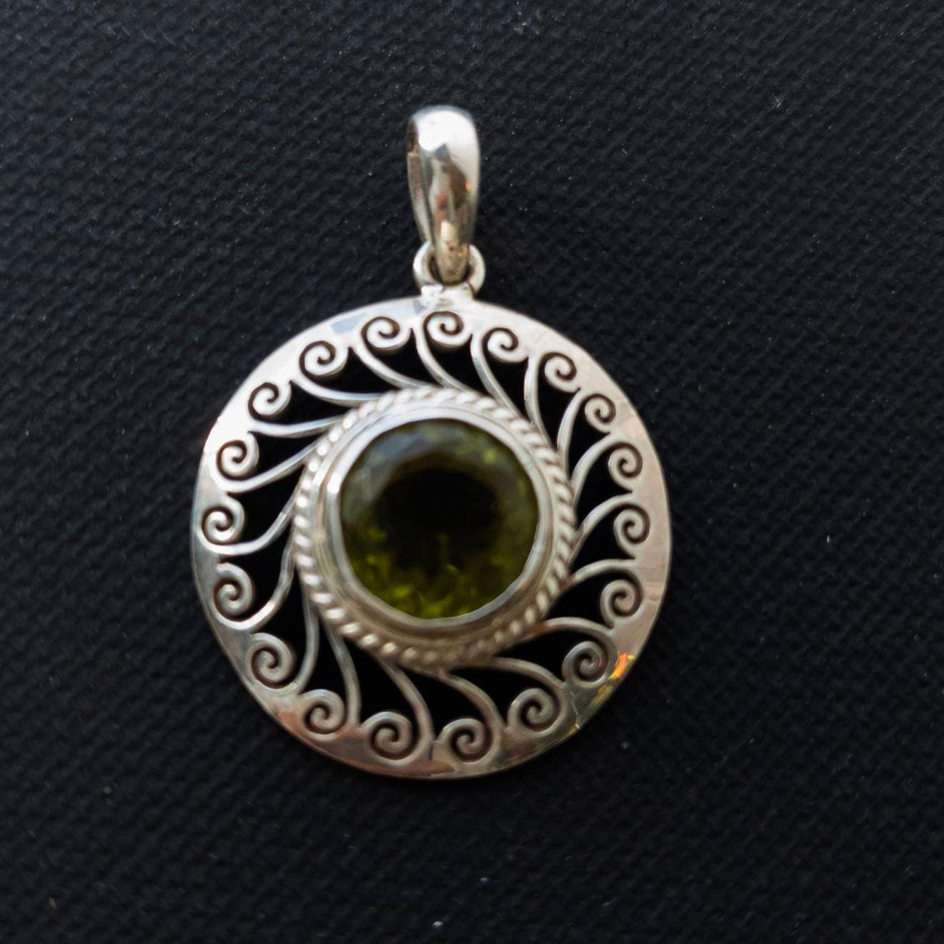 Silver Citrine Celtic Necklace: Sterling Silver Filigree Pendant