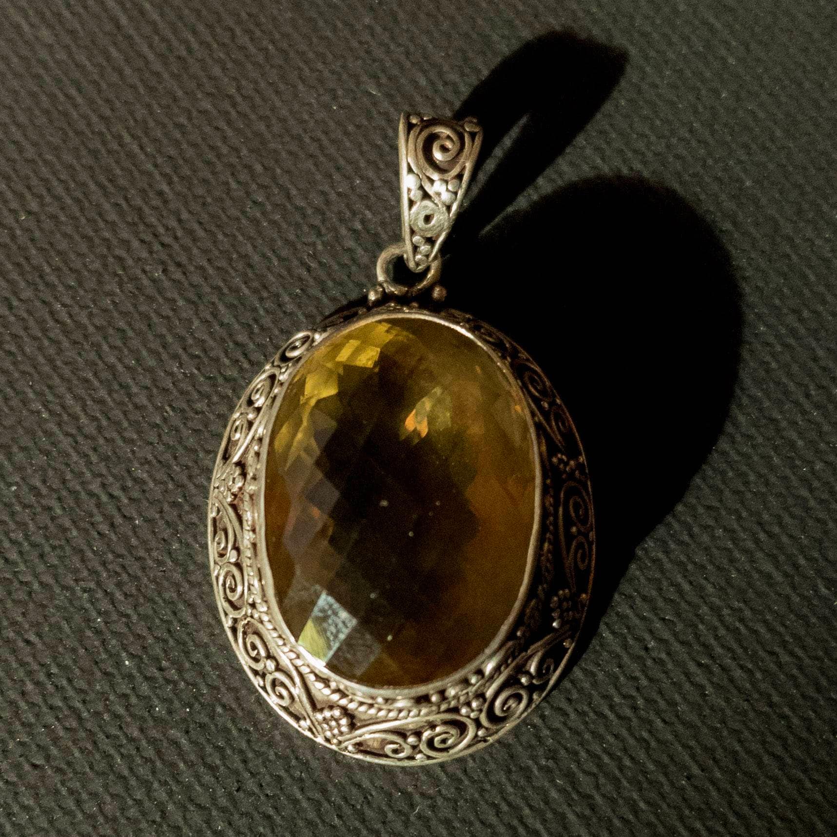 Sterling Silver Celtic Citrine Pendant: Handmade Filigree Necklace