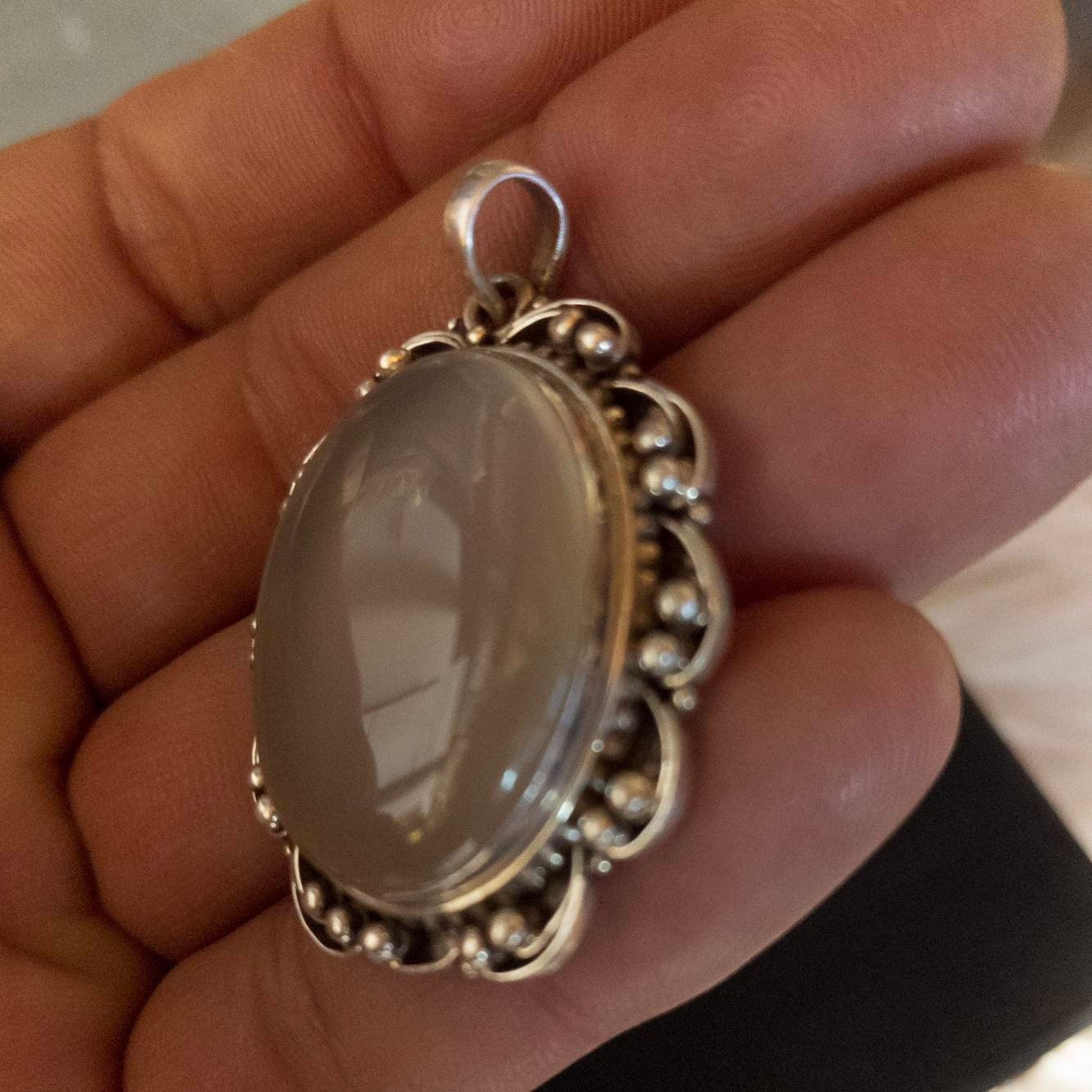Handmade Moonstone Pendant: 925 Sterling Silver Gemstone Necklace