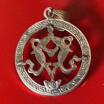 Auspicious Golden Fishes: (Silver Pendant of Auspicious symbol) (T1102-004.3)