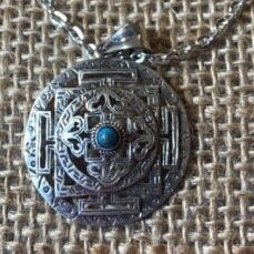 Hand made Ethnic Tibetan Buddhist Mandala Silver Pendant (1102-005)