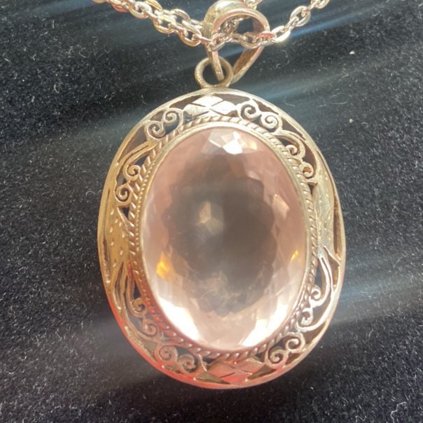 P3/19 - Rose Quartz Pendant with sterling silver, for men or women (T12-019)