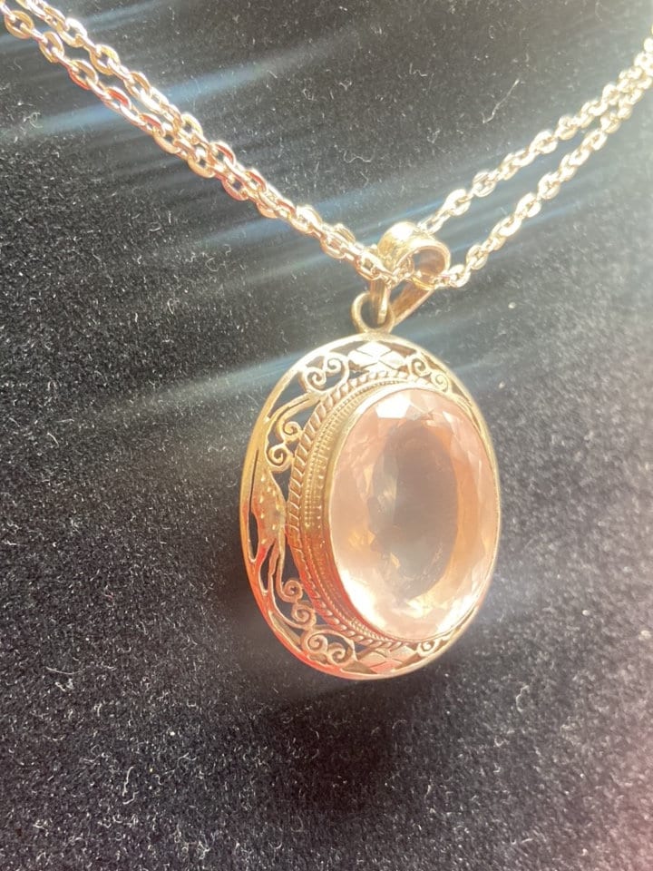 P3/19 - Rose Quartz Pendant with sterling silver, for men or women (T12-019)