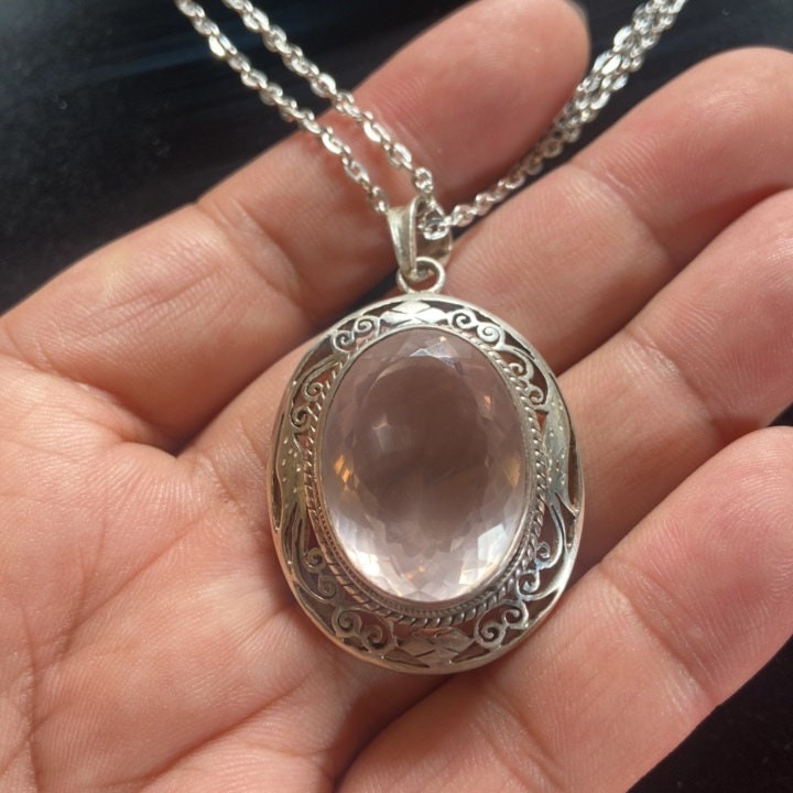 P3/19 - Rose Quartz Pendant with sterling silver, for men or women (T12-019)
