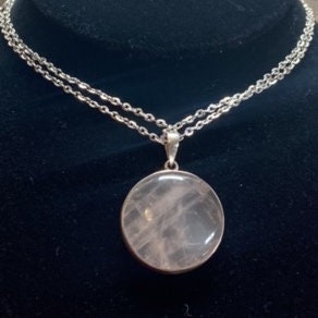 P3/21 - Rose Quartz Pendant with sterling silver,for men or women (T12-021)