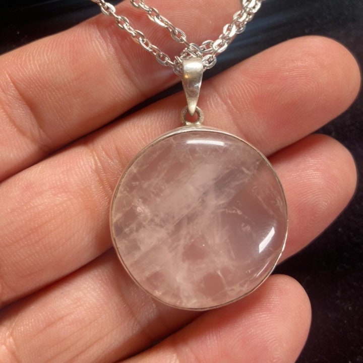 P3/21 - Rose Quartz Pendant with sterling silver,for men or women (T12-021)