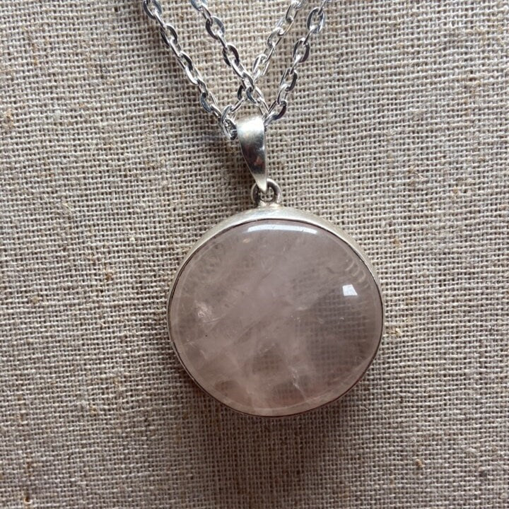 P3/21 - Rose Quartz Pendant with sterling silver,for men or women (T12-021)