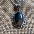 P3/34 - Natural Black Onyx Gemstone of Silver Pendant (T12-034)