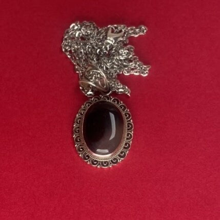 P3/34 - Natural Black Onyx Gemstone of Silver Pendant (T12-034)