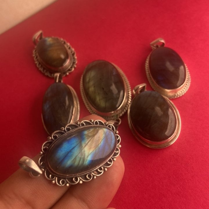 P3/42 (A-D) Labradorite Gemstone Handmade 925 Sterling Silver Jewelry Pendants (T12-042)