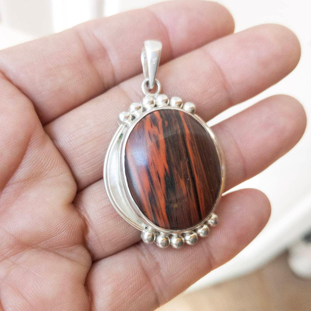 Red Jasper gemstone Necklace 925 Sterling Silver  Pendant (T1101-004.6)