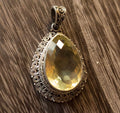Filigree Sterling Silver Citrine Pendant: Celtic Warrior Necklace