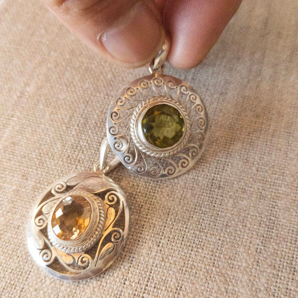 Silver Citrine Celtic Necklace: Sterling Silver Filigree Pendant