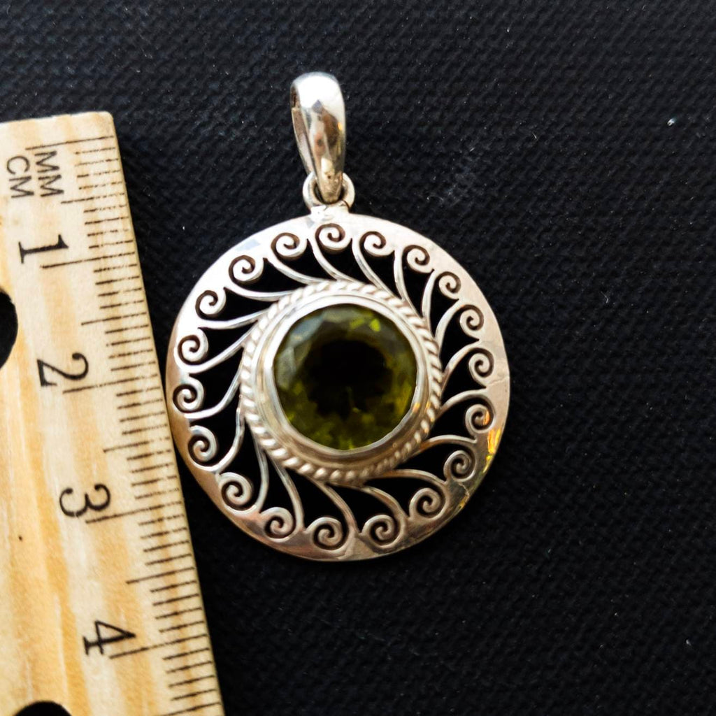 Silver Citrine Celtic Necklace: Sterling Silver Filigree Pendant