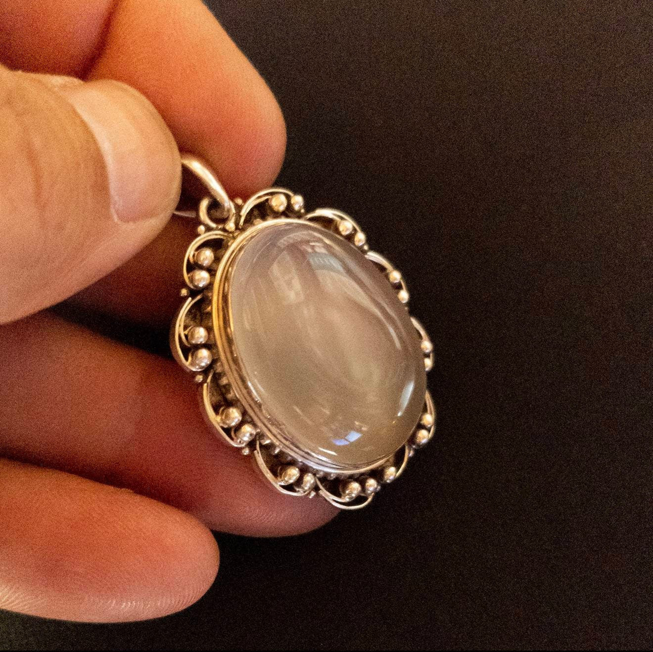 Handmade Moonstone Pendant: 925 Sterling Silver Gemstone Necklace