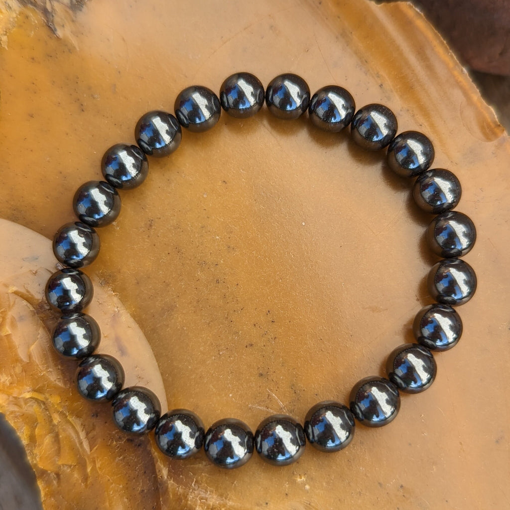 Natural Hematite Bracelet Smooth Round Size 8mm