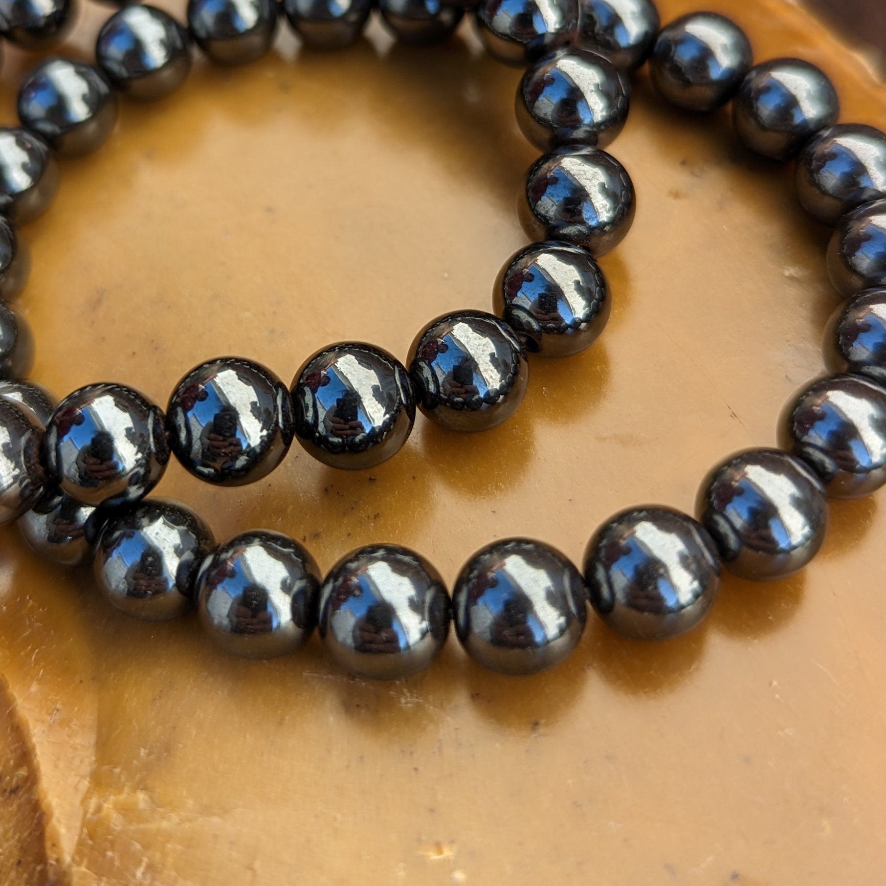 Natural Hematite Bracelet Smooth Round Size 8mm