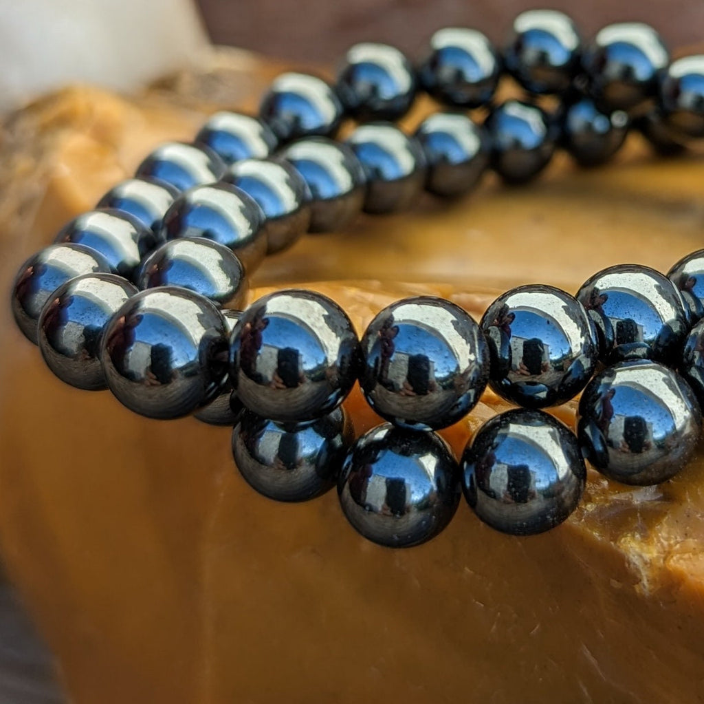 Natural Hematite Bracelet Smooth Round Size 8mm