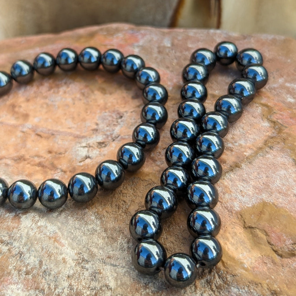 Natural Hematite Bracelet Smooth Round Size 8mm