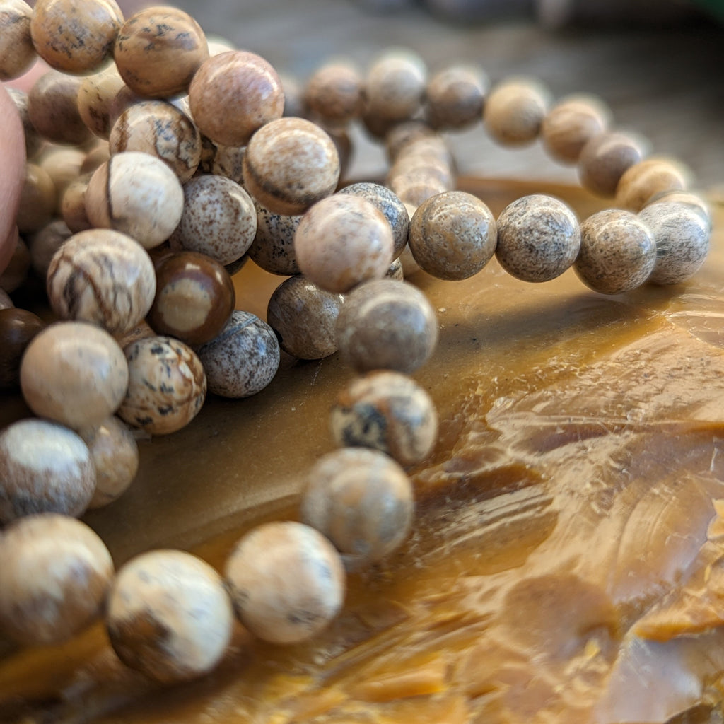 Picture Jasper Bracelet Smooth Round Size 8mm