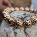 Electroplated Lava Stone Bracelet: Gold, Silver, Copper, Rose Gold (14mm)