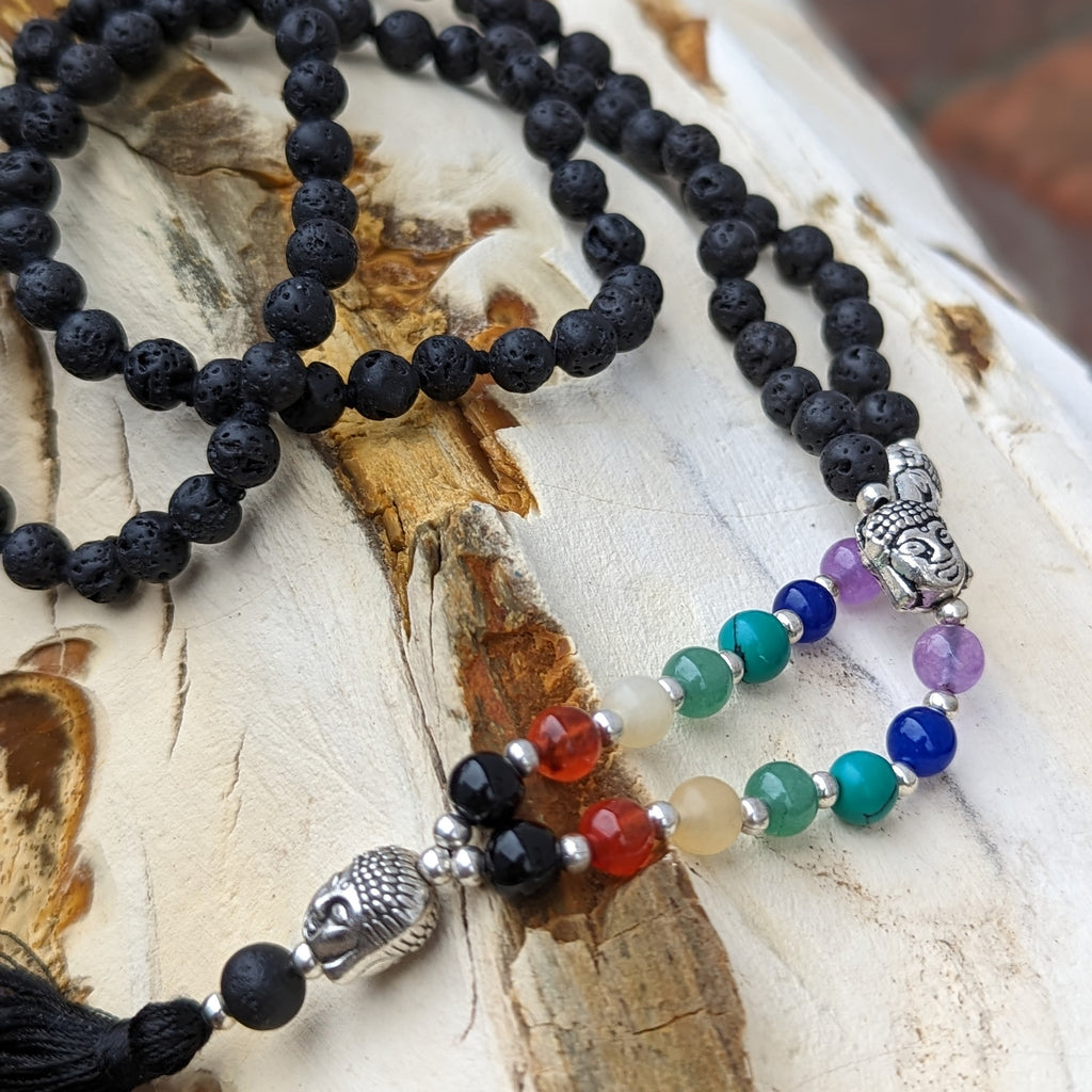 Knotted Lava Bead Meditation Mala, 108 Beads