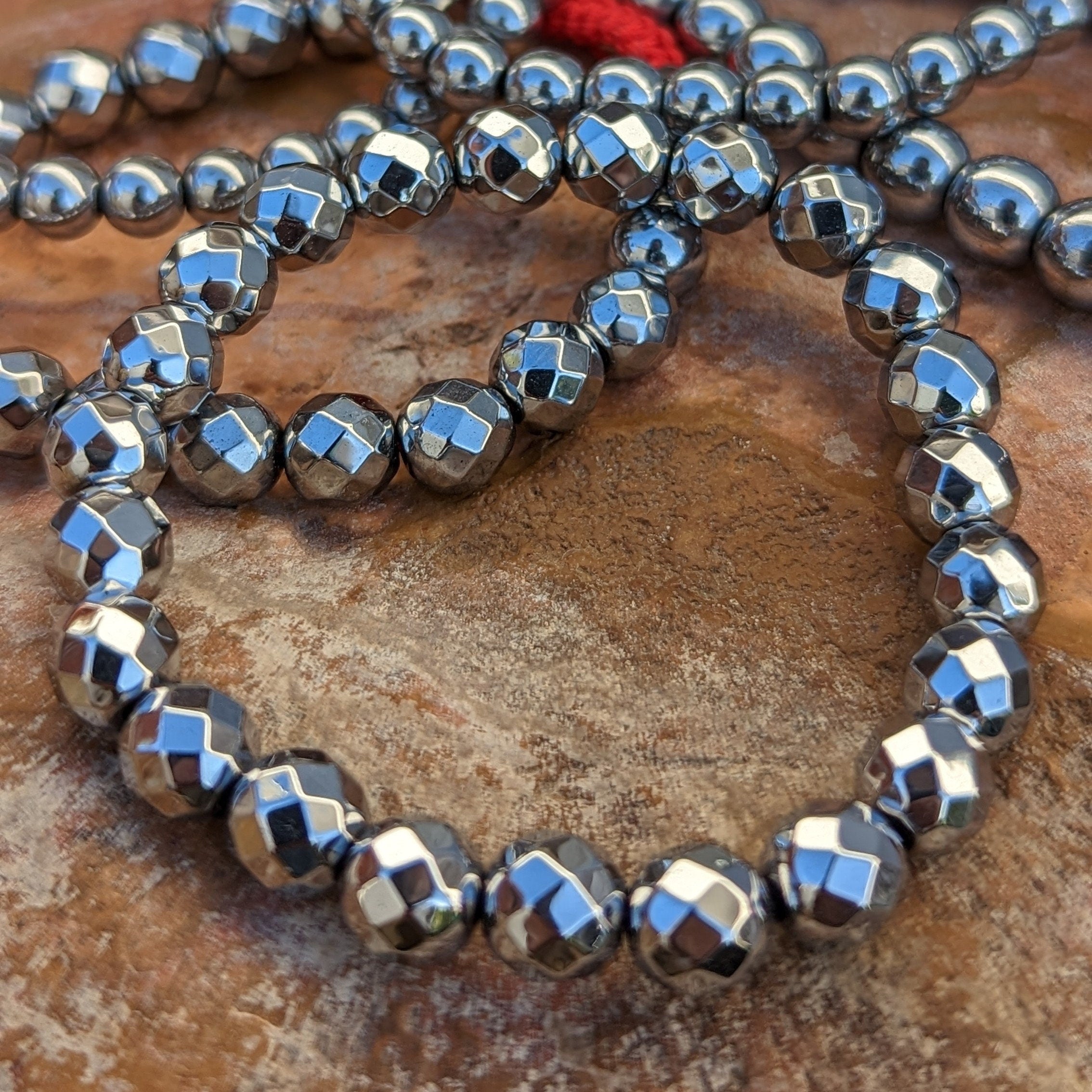 Silver Plated  Hematite Bracelet Smooth Round
