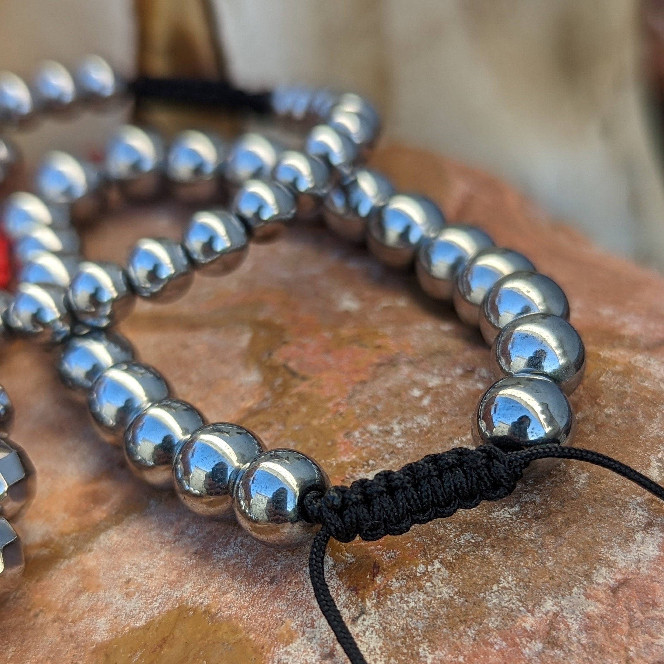 Silver Plated  Hematite Bracelet Smooth Round