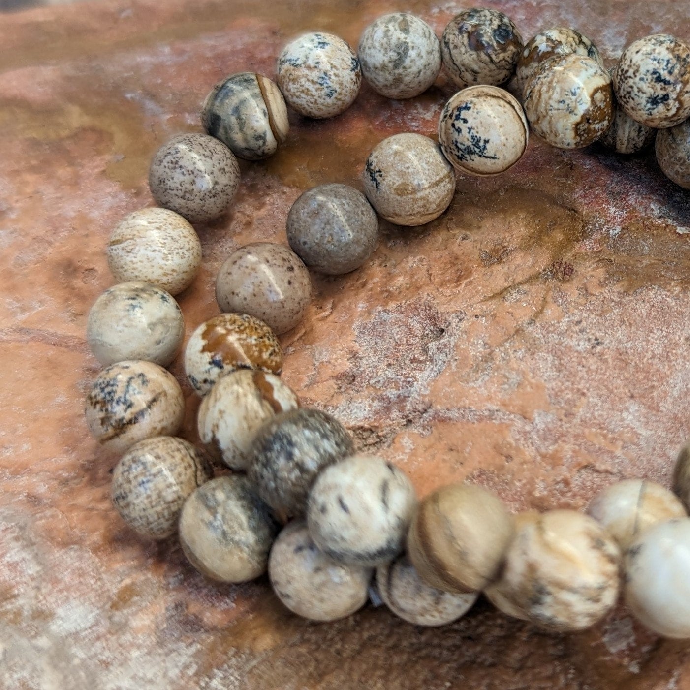 Picture Jasper Bracelet Smooth Round Size 8mm