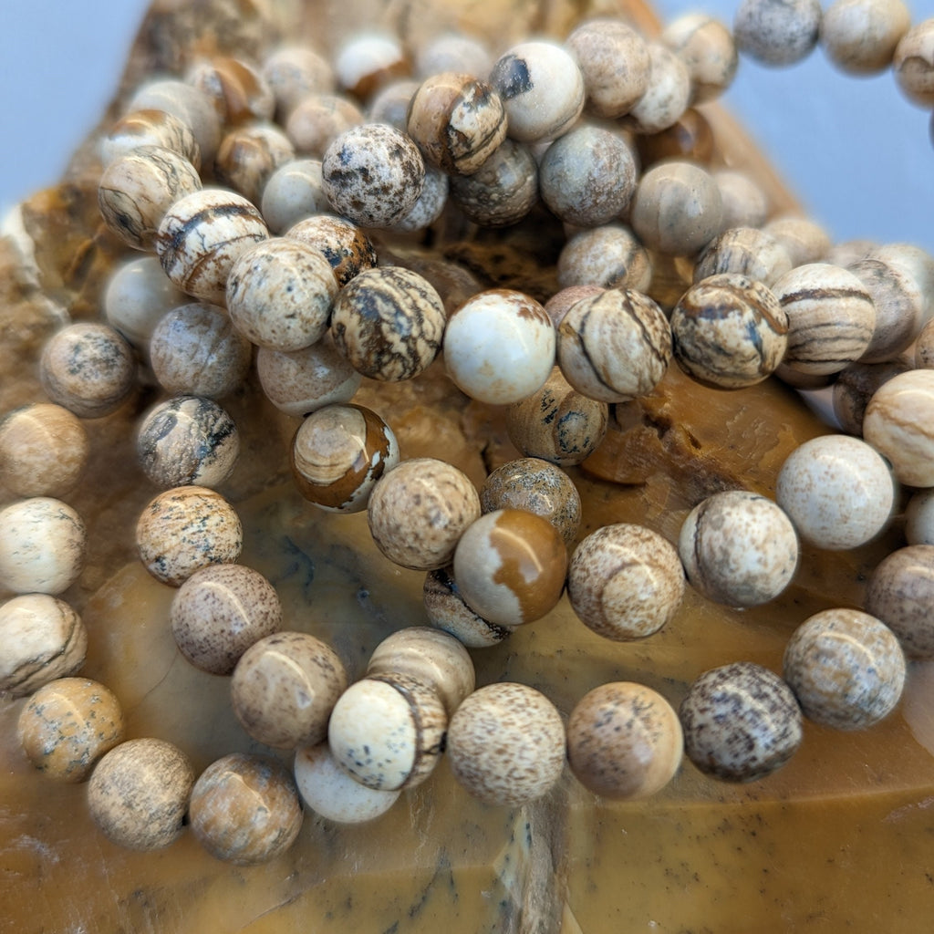 Picture Jasper Bracelet Smooth Round Size 8mm
