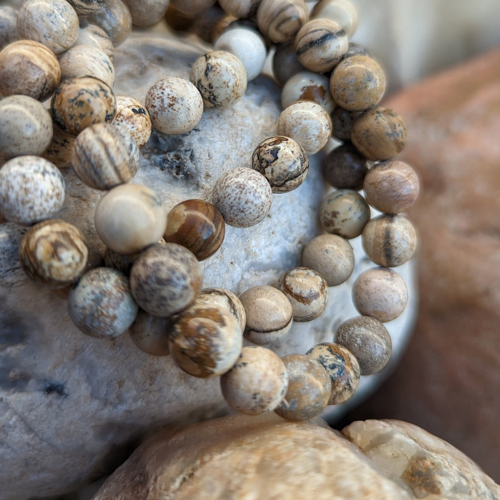 Picture Jasper Bracelet Smooth Round Size 8mm