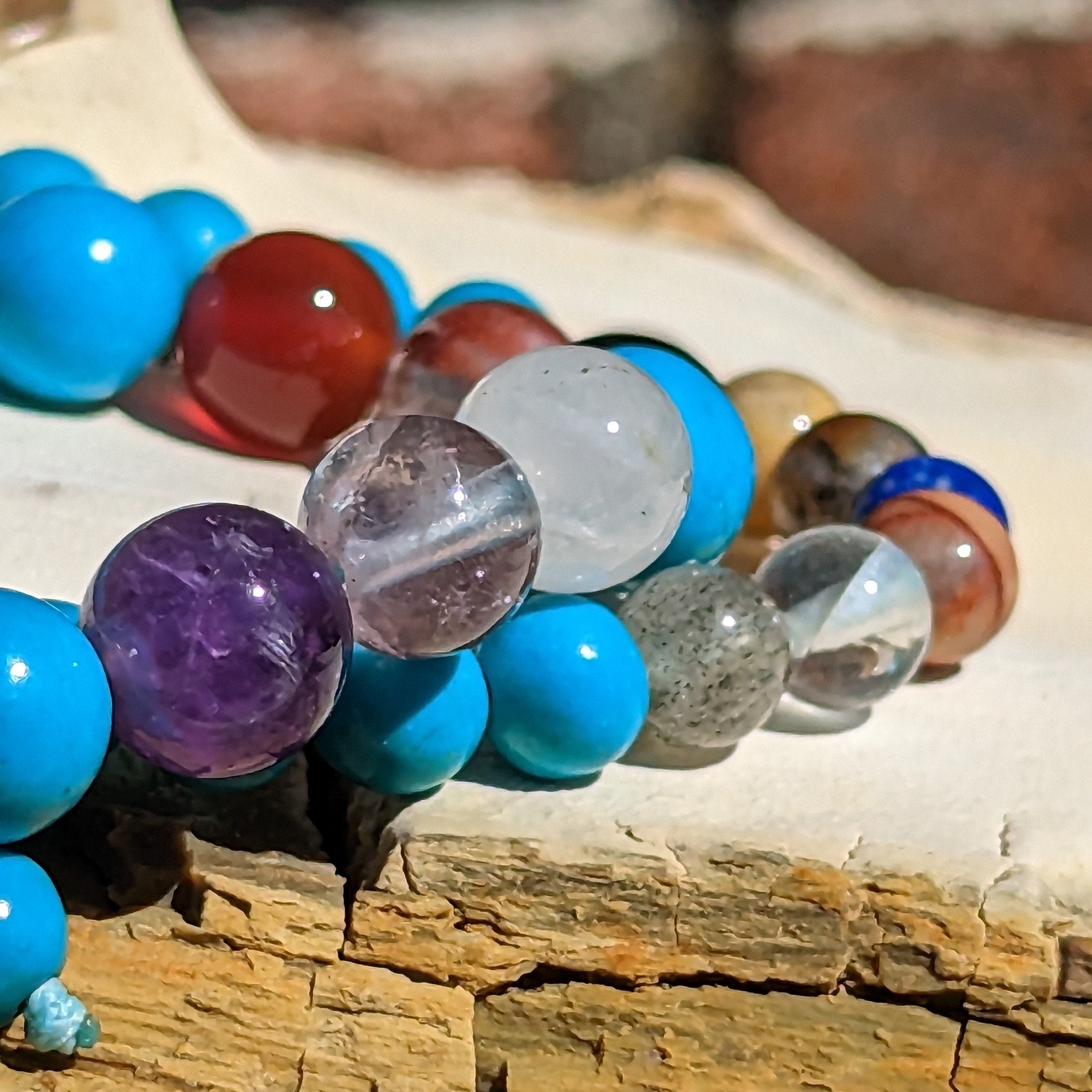 Beaded Chakra Bracelet: Rose Quartz, Howlite, Jade, Jasper