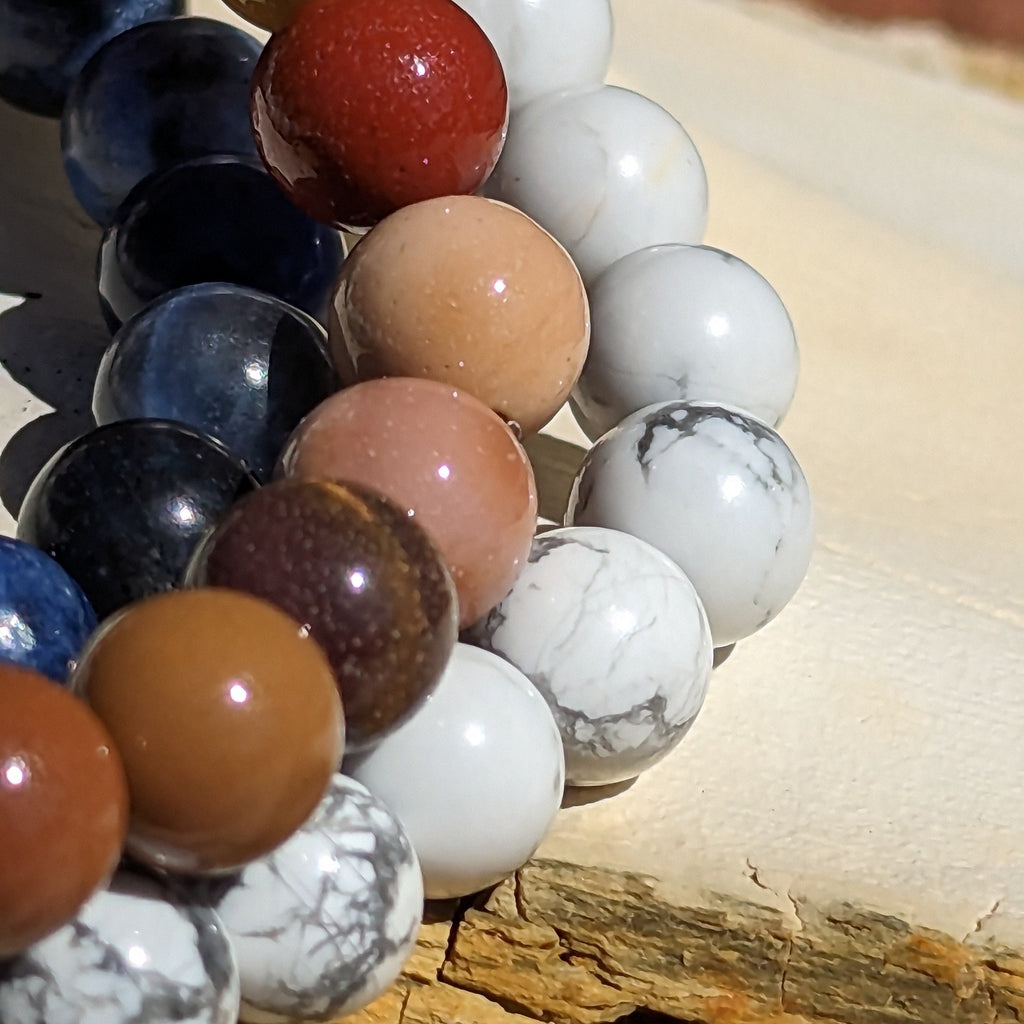 Beaded Chakra Bracelet: Rose Quartz, Howlite, Jade, Jasper