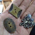 Handmade Buffalo Horn Button: Decorative Natural Light Blonde
