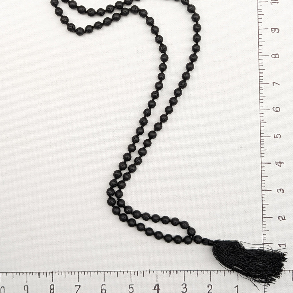 Knotted Lava Bead Meditation Mala, 108 Beads