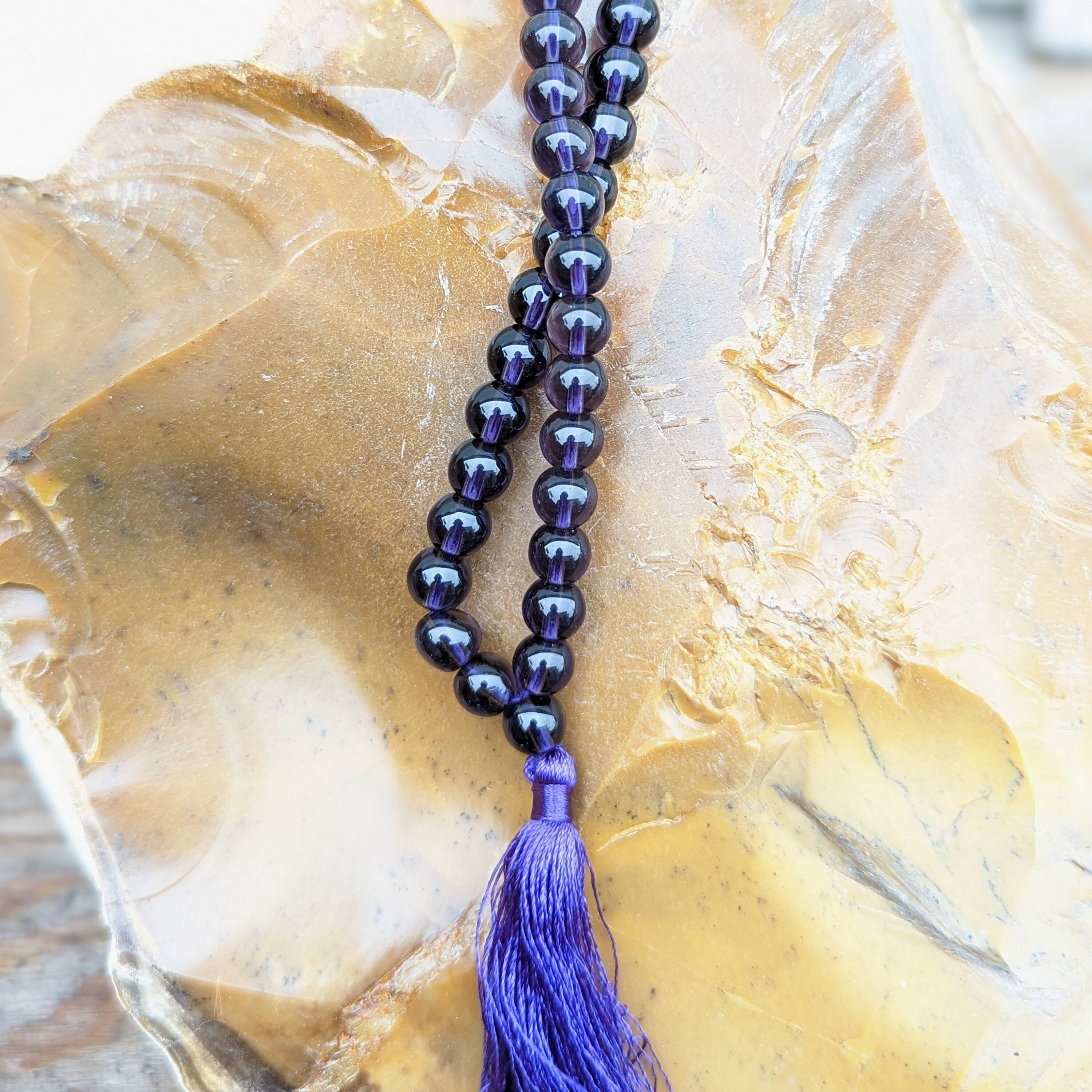Knotted Amethyst Bead Meditation Mala, 108 Beads