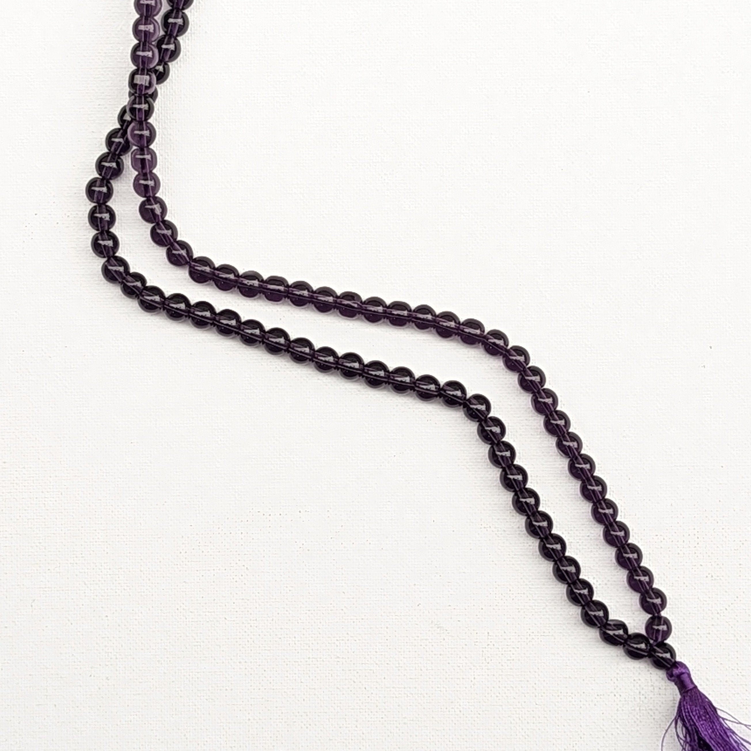 Knotted Amethyst Bead Meditation Mala, 108 Beads