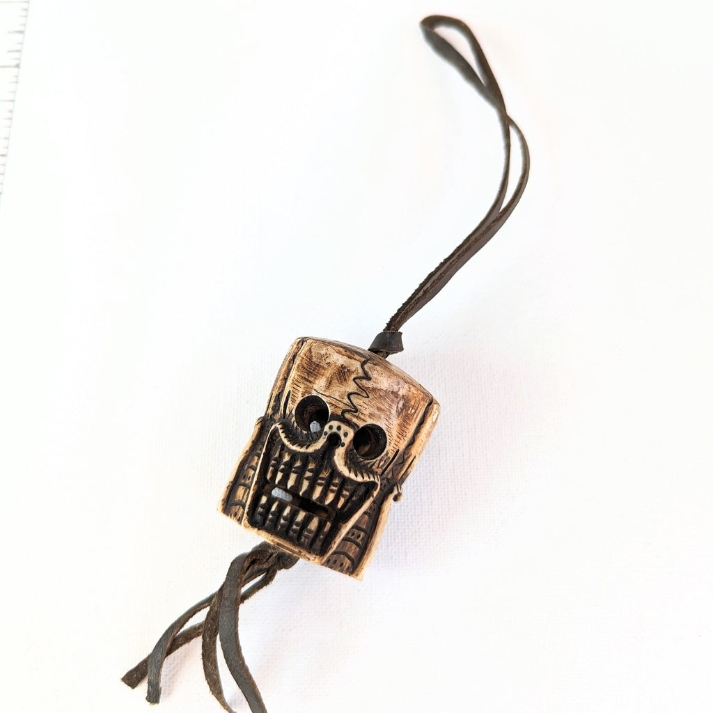 Hand Carved Yak Bone Skull Bead: Tibetan Vintage Meditation Mala