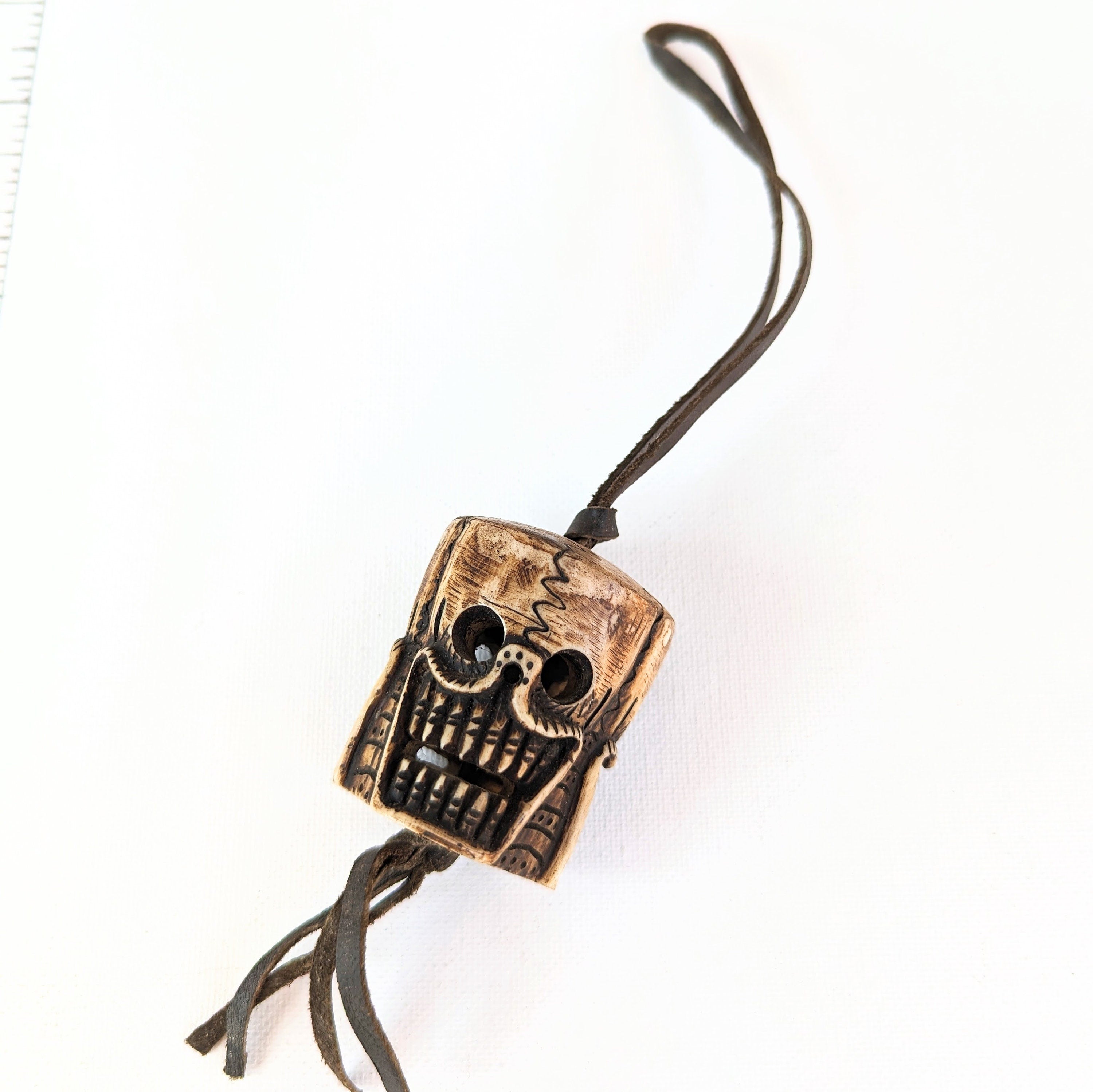 Hand Carved Yak Bone Skull Bead: Tibetan Vintage Meditation Mala